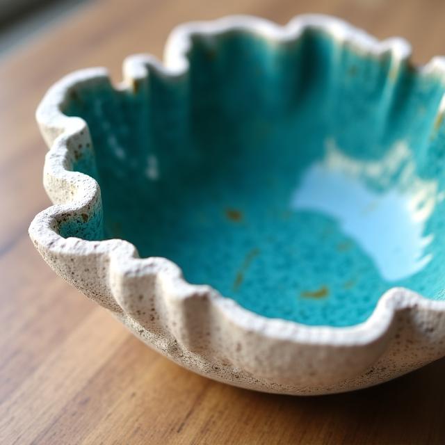 Ciotola in ceramica con bordi irregolari stile corallo