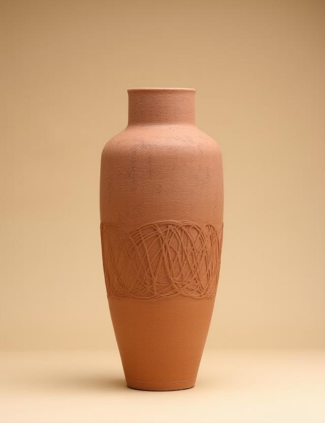 Vaso in ceramica con texture a rete di pescatori